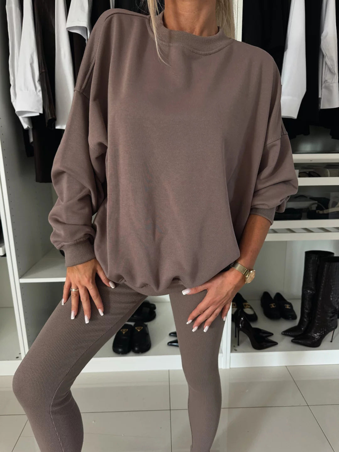 Ensemble de lounge pour femmes en deux pièces avec sweat-shirt oversize et leggings Ripple ajustés Echo Archive