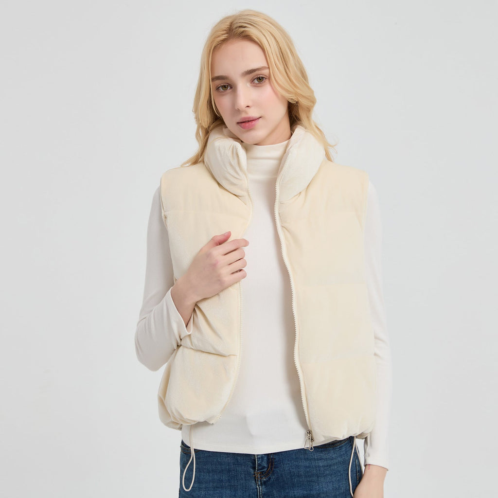 Gilet d'isolation en velours matelassé pour femmes avec col montant et ourlet ajustable Echo Archiv