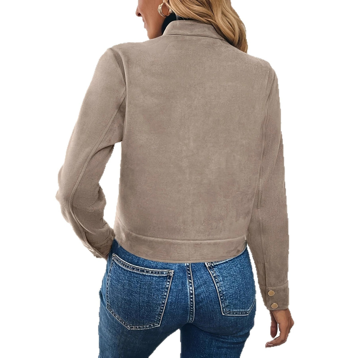 Veste courte pour femmes avec poches à rabat et fermeture éclair