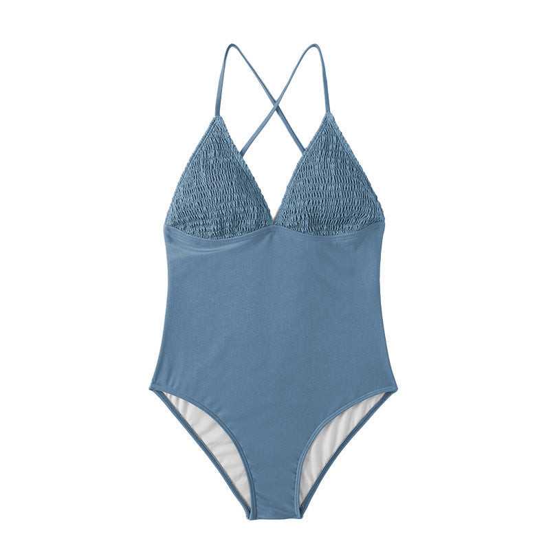 Maillot de bain une pièce à taille haute pour femmes avec haut froncé R&B