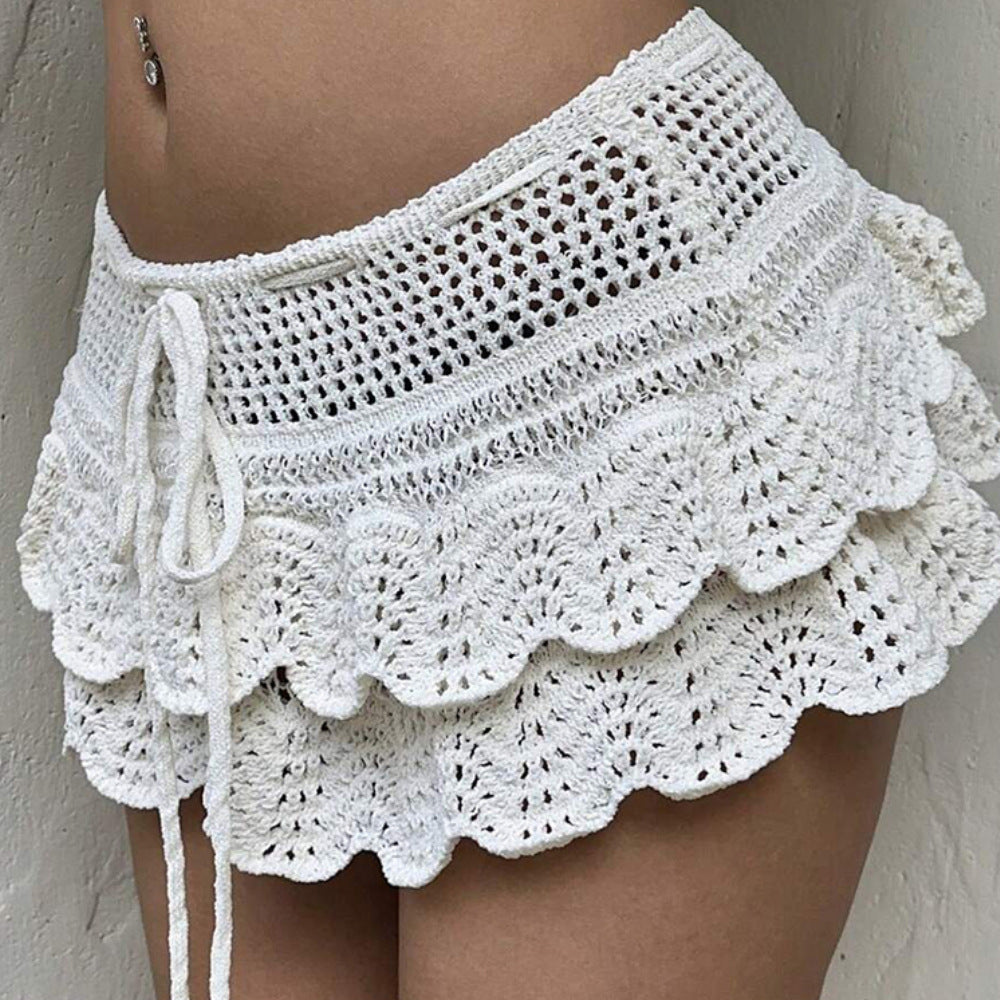 Jupe d'été asymétrique en crochet pour femmes R&B