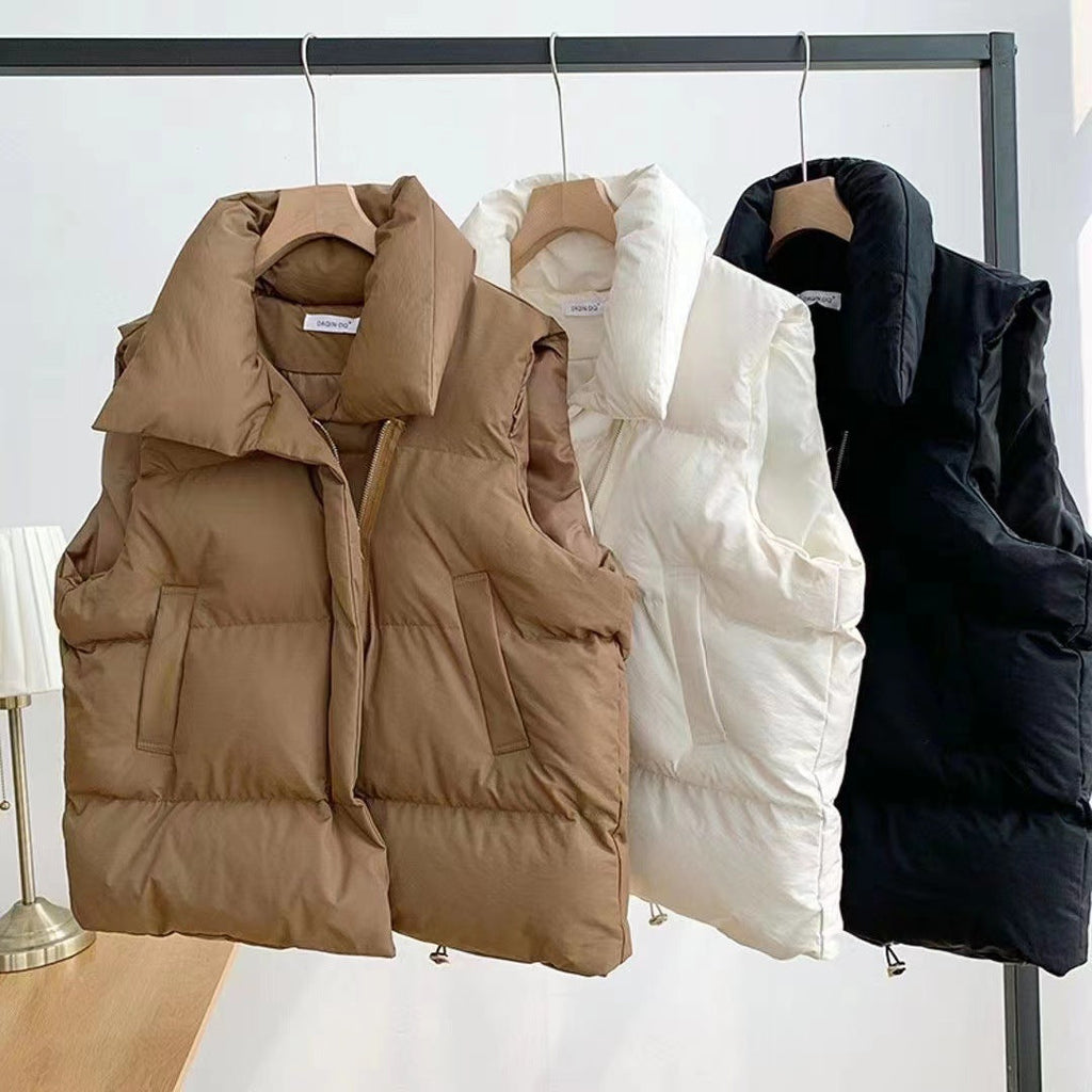 Gilet matelassé pour femmes avec col châle volumineux, fermeture éclair à double sens cachée et cordon de serrage ajustable Echo Archiv