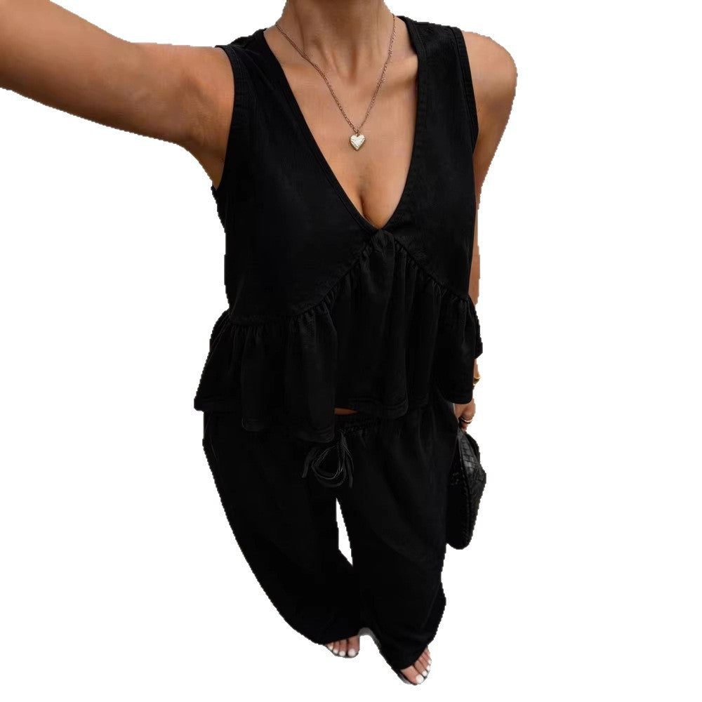 Haut décontracté pour femmes avec coupe ample et pantalon léger R&B
