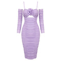 Robe de cocktail ajustée pour femmes avec application florale et élégants volants Heidi-Mode
