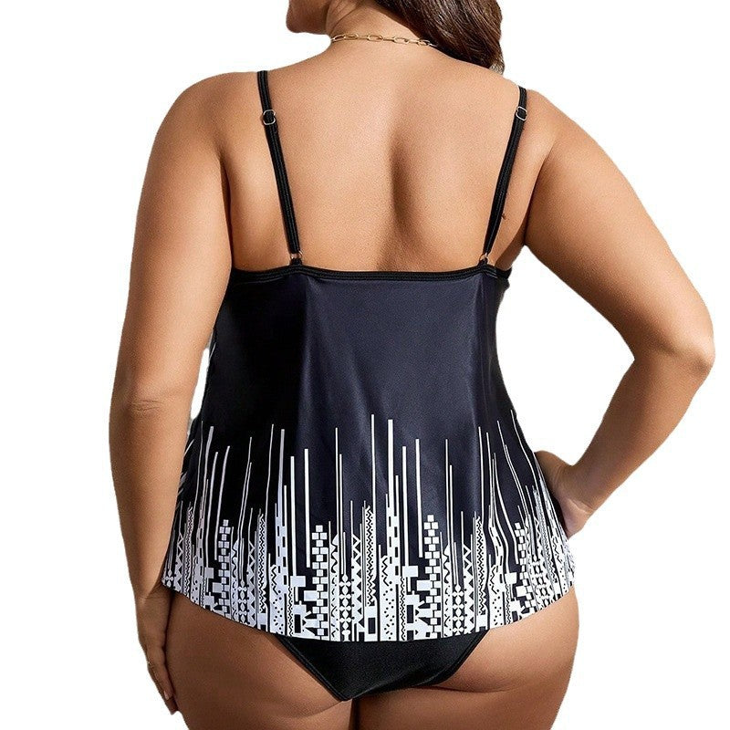 Tankini pour femmes avec bretelles tendance et design graphique créatif R&B