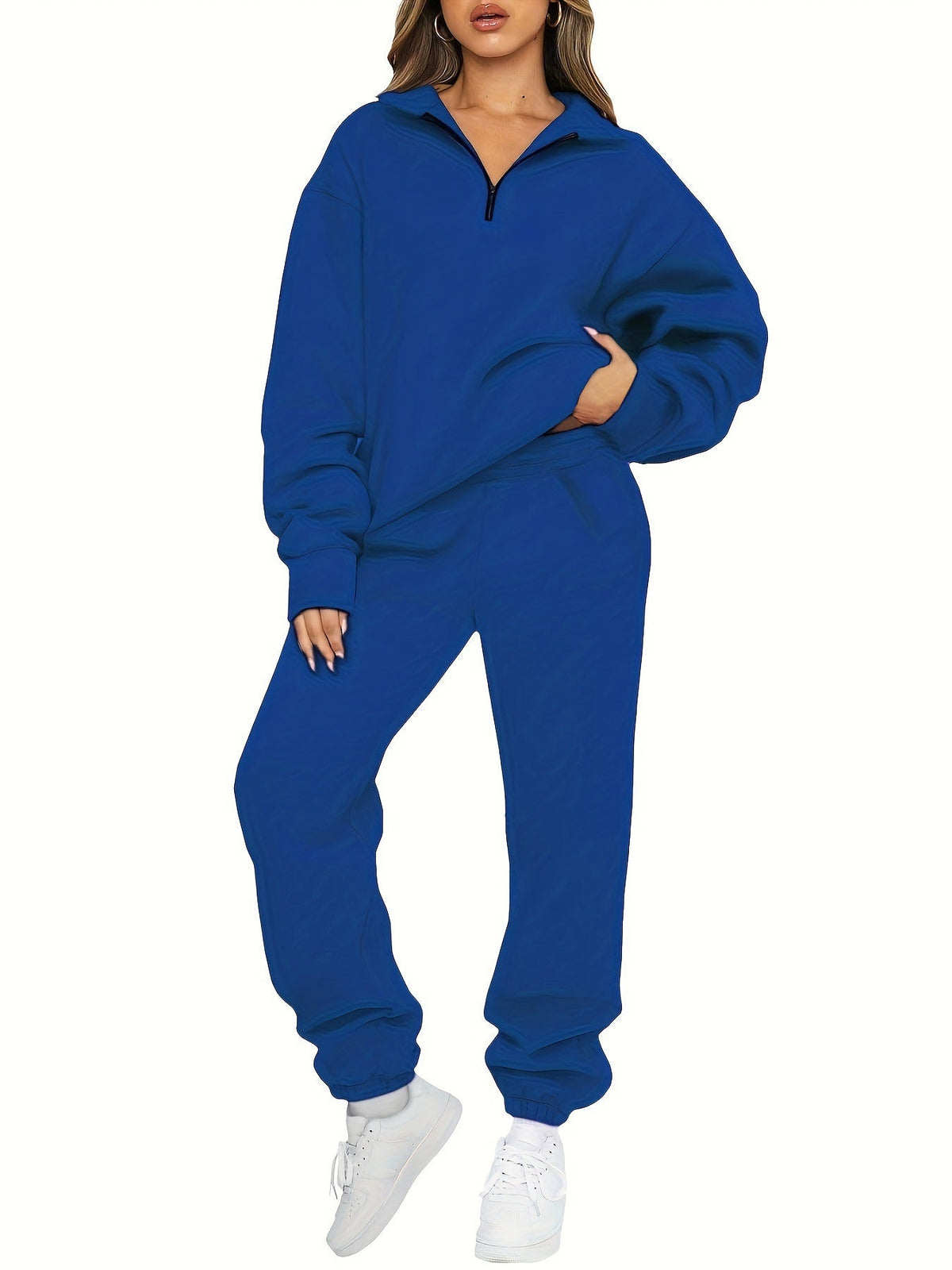 Ensemble de détente pour femmes en deux parties avec sweat-shirt à demi-fermeture éclair et coupe oversize, pantalon de jogging Echo Archiv