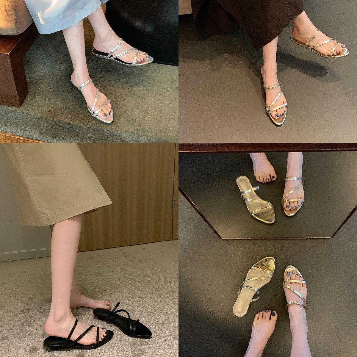 Sandales à brides glamour pour femmes avec une finition métallique élégante R&B
