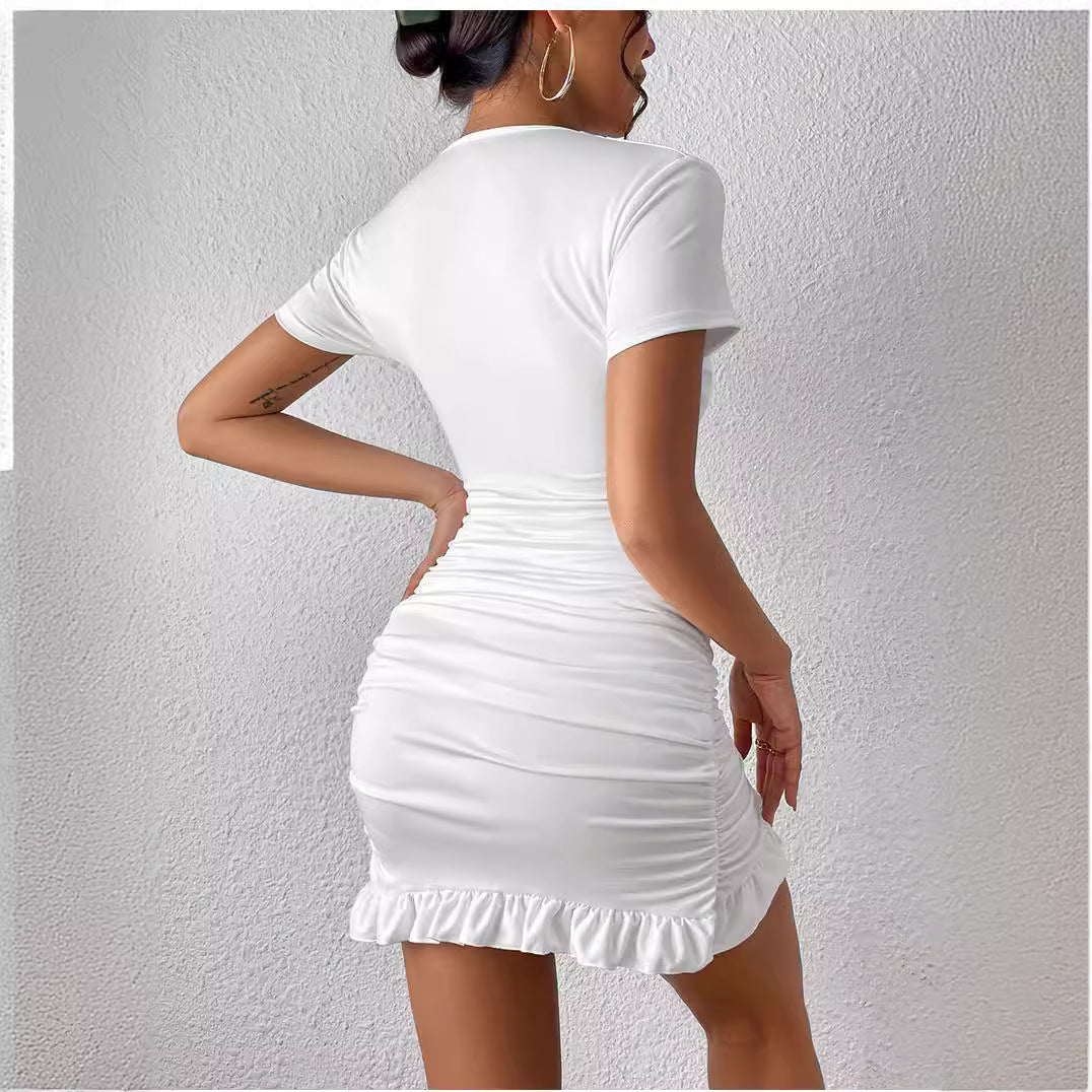 Robe Mini Épousant la Silhouette avec Détails Enveloppants R&B