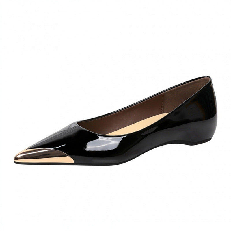 Ballerines élégantes à talons pointus pour femmes avec accent métallique brillant R&B