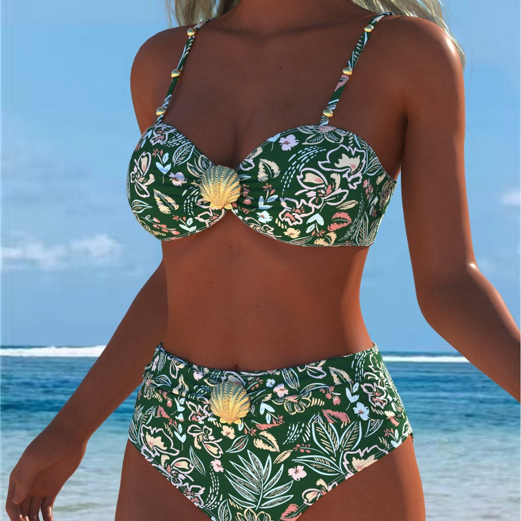 Ensemble de bikini pour femmes avec haut balconnet élégant et short de bain taille haute R&B