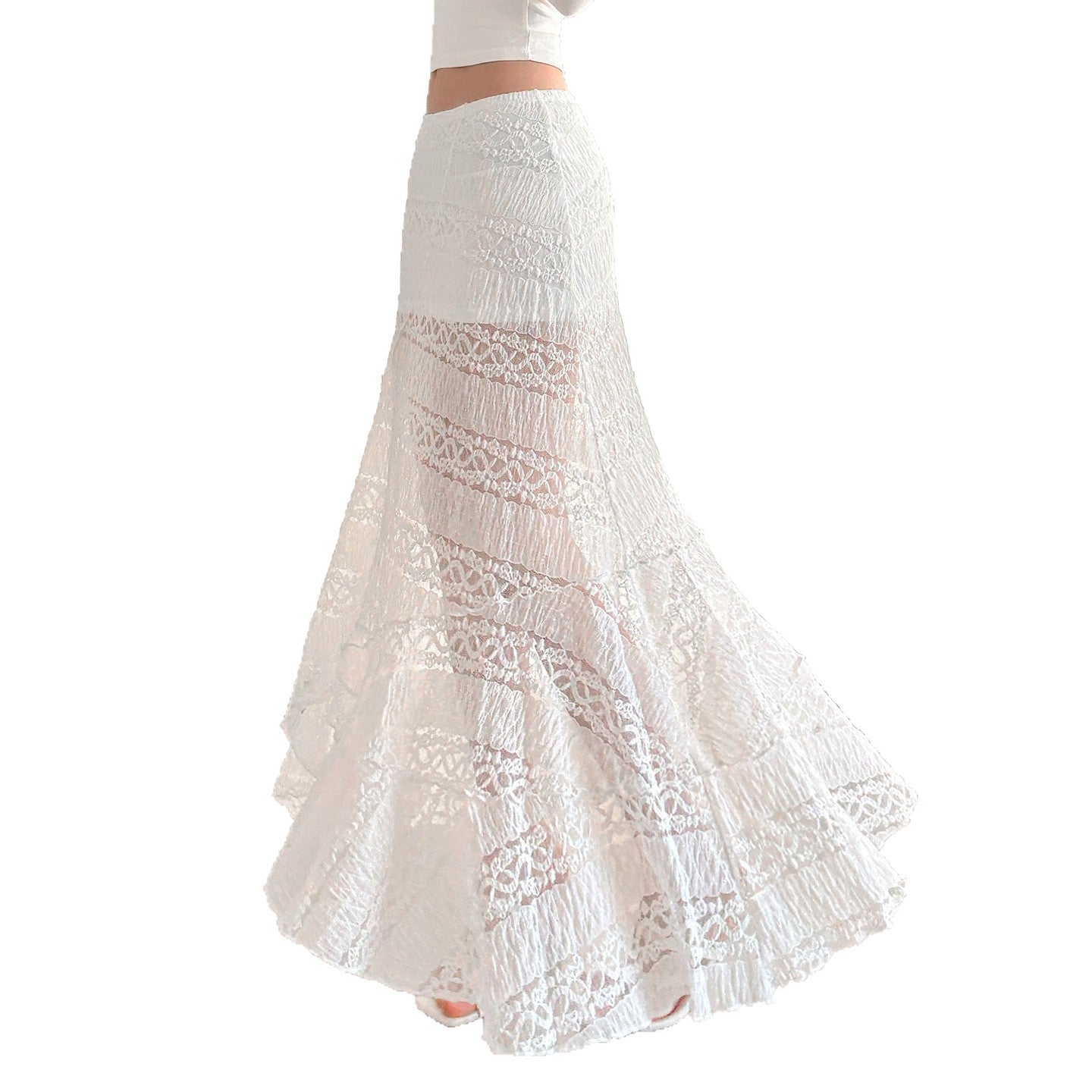Jupe longue en tulle à volants romantiques R&B