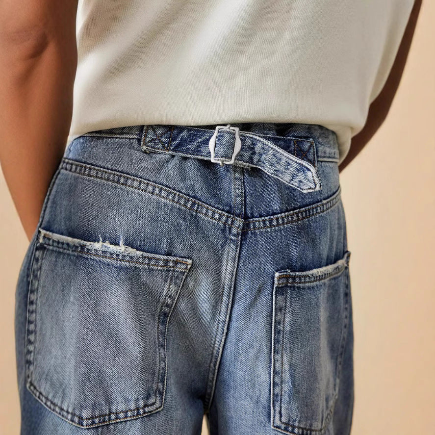Jeans baggy taille basse pour femmes avec panneaux aux genoux et coupe décontractée Echo Archiv