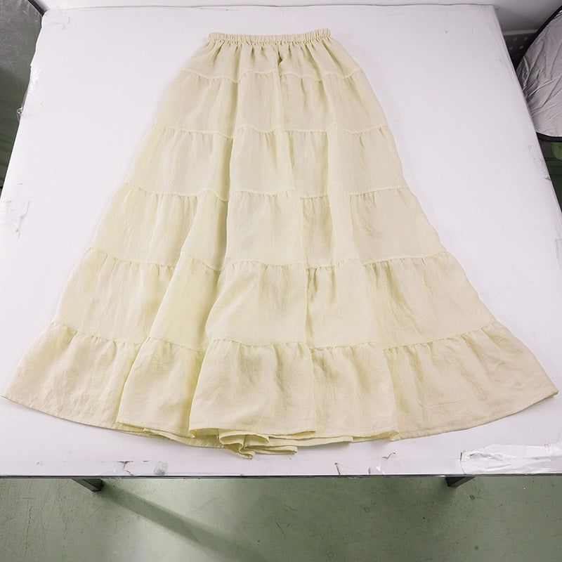 Jupe longue en couches pour femmes avec taille élastique et tombé doux R&B