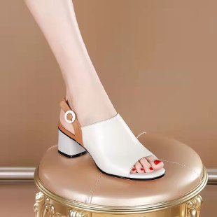 Sandales à talons bloc élégantes pour femmes avec design de bride à la mode R&B