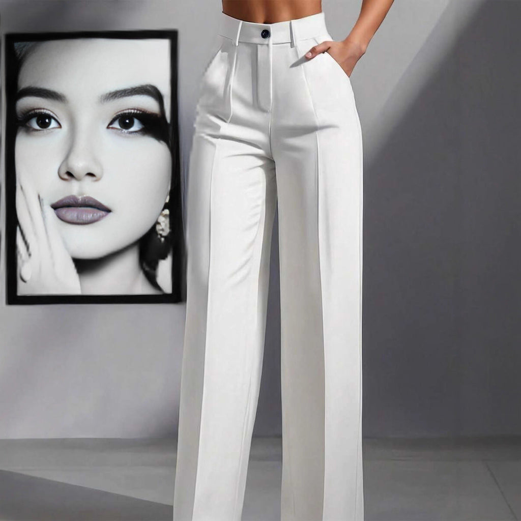 Pantalon Palazzo Stretch taille haute pour femmes avec plis marqués et poches Echoarchiv