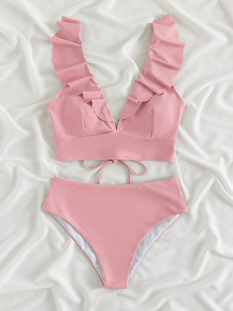 Haut de femme avec volants et maillot de bain taille haute R&B