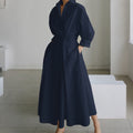 Robe chemise cintrée pour femmes avec col carré, manches mi-longues, poches latérales et jupe évasée Echo Archiv
