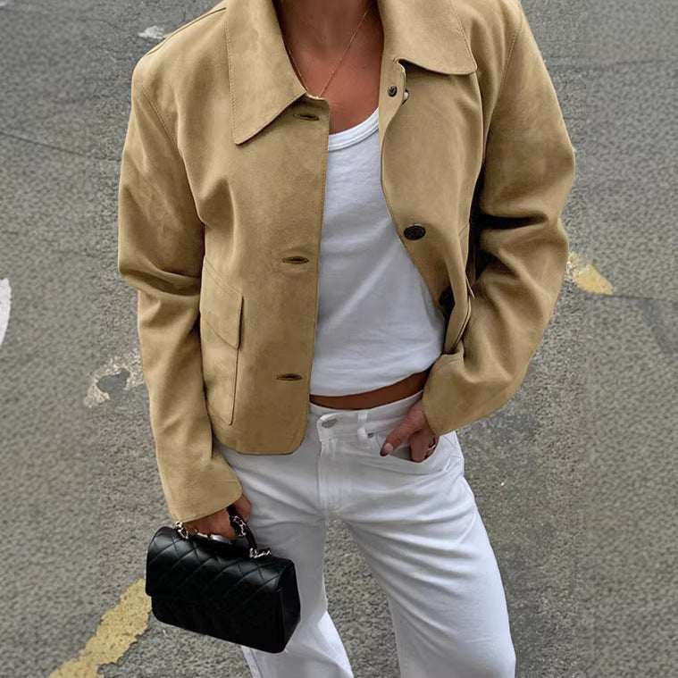 Veste en daim courte pour femmes