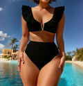 Bikini taille haute pour femmes avec des détails de volants ludiques R&B