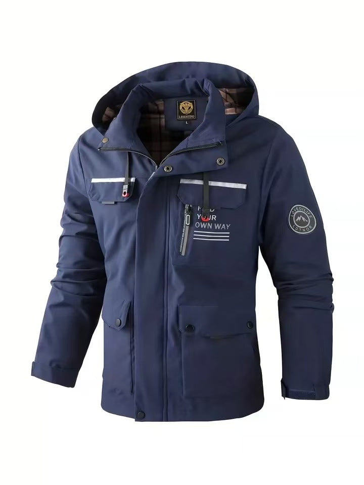 Parka imperméable pour hommes avec capuche, poches utilitaires multiples, poignets renforcés et membrane coupe-vent Echo Archiv