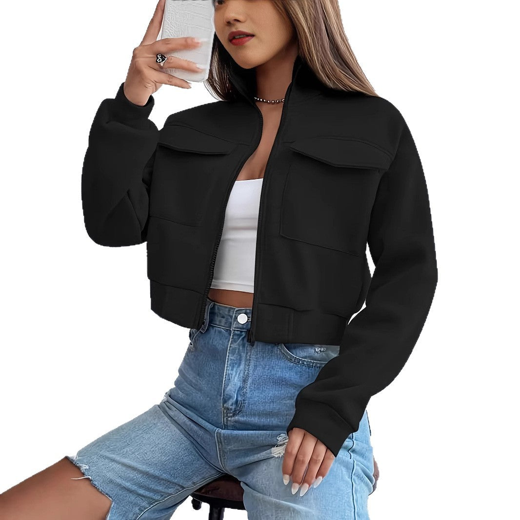 Veste de loisirs cropped pour femmes, à la mode et confortable