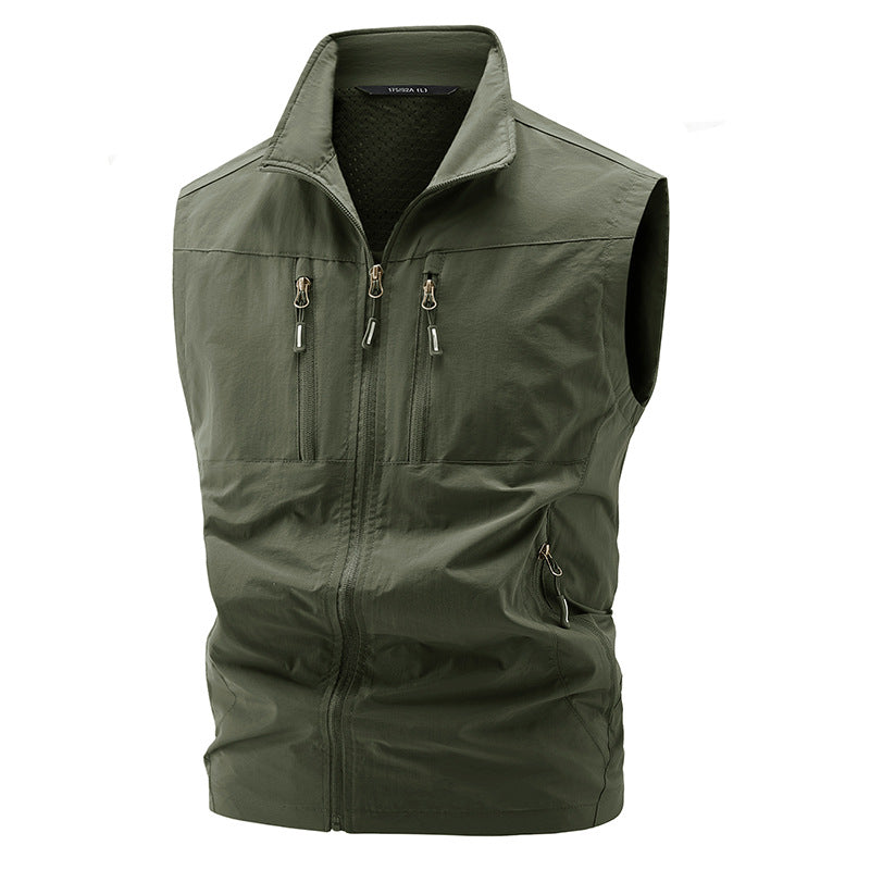 Gilet technique multifonctionnel pour hommes avec col montant, quatre poches zippées dissimulées et doublure en mesh respirant Echo Archiv