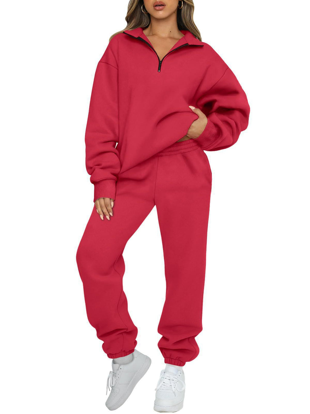Ensemble lounge mi-zip pour femmes avec sweatshirt oversize et pantalon de jogging taille haute Echo Archiv
