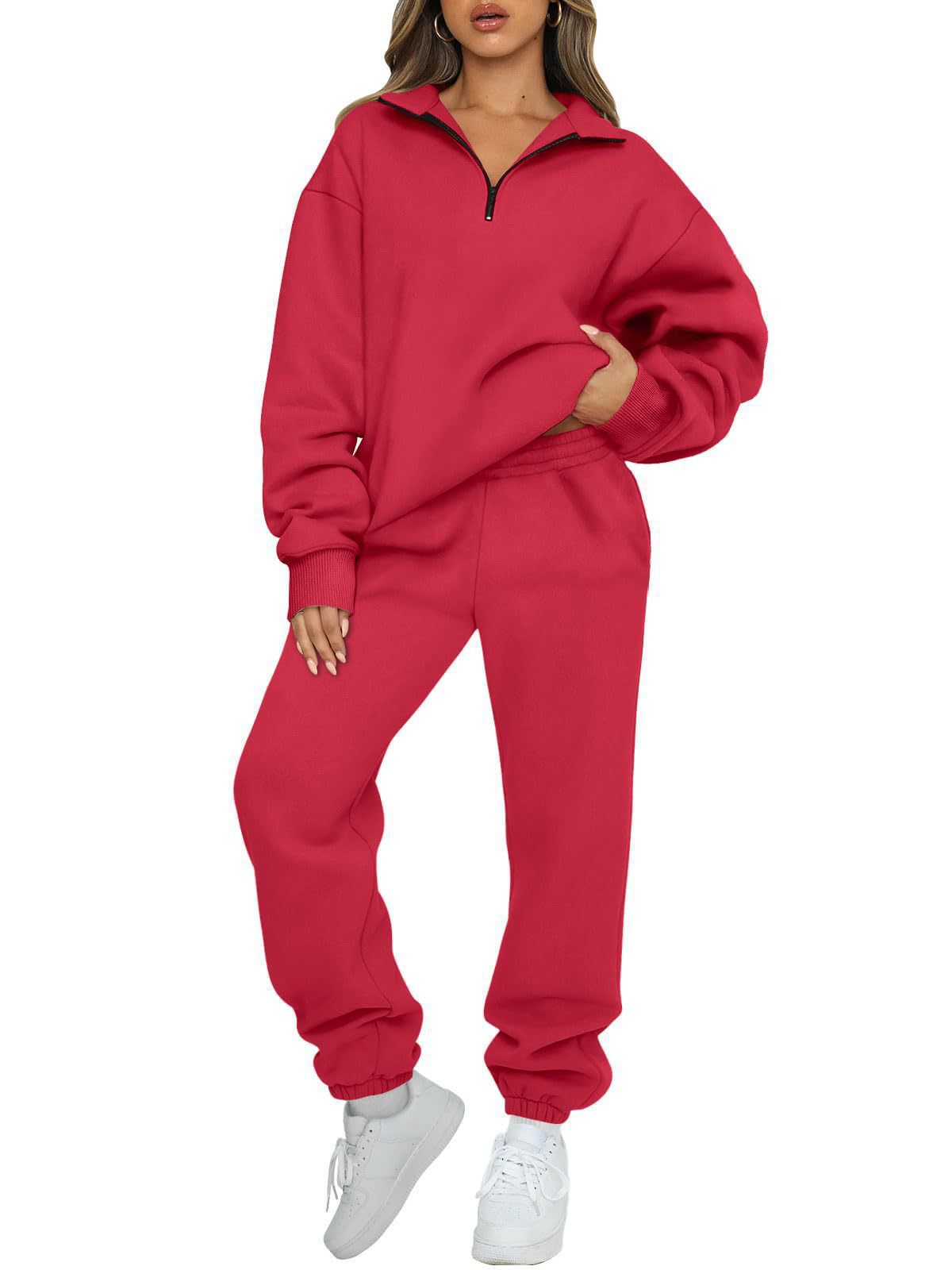 Ensemble lounge mi-zip pour femmes avec sweatshirt oversize et pantalon de jogging taille haute Echo Archiv
