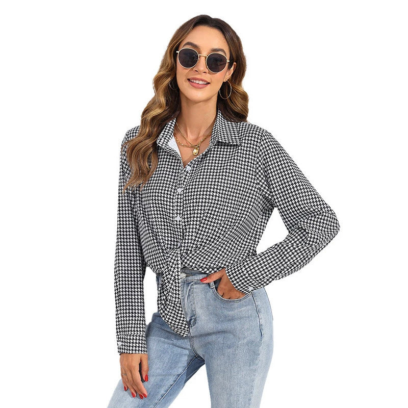 Blouse à carreaux pour femmes avec col chemise et boutonnière Echo Archiv