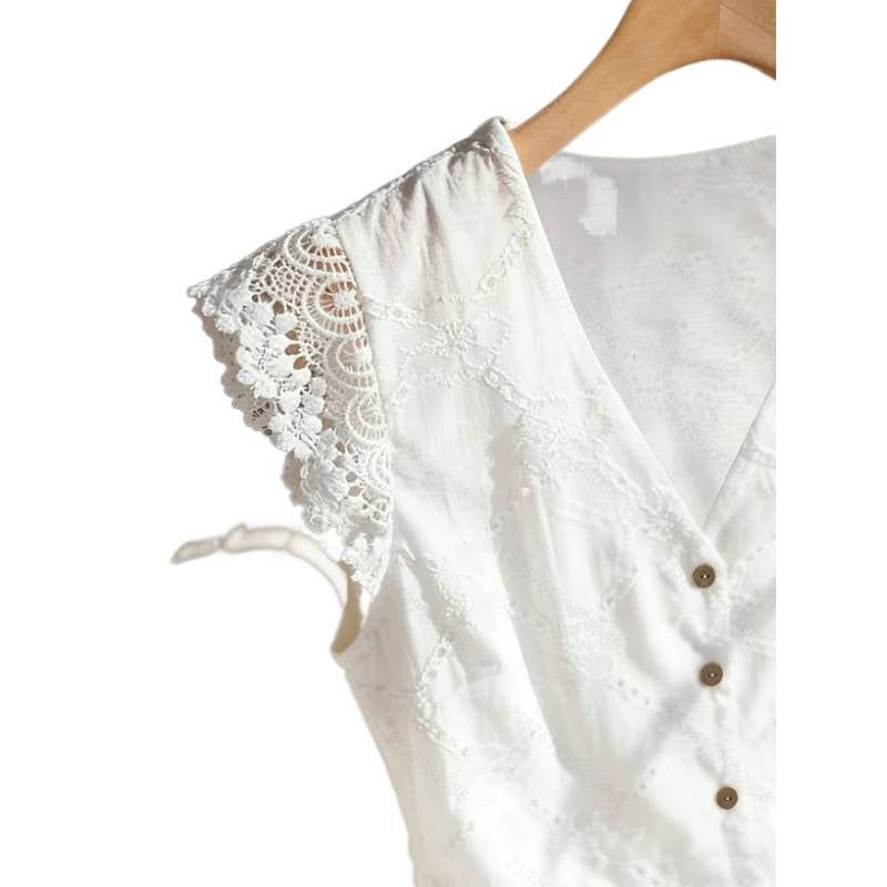 Blouse femme avec manches en dentelle et détails en boutons Heidi-Mode