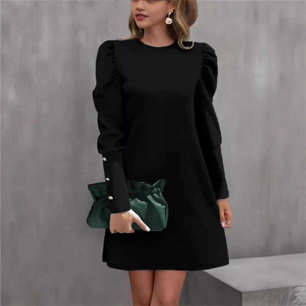 Robe fourreau pour femmes avec manches bouffantes froncées et poignets en perles Echo Archiv
