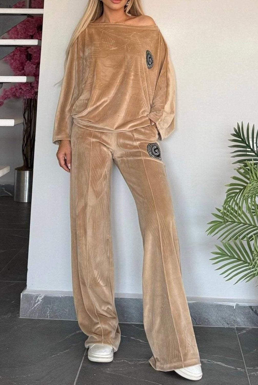 Ensemble de Loungewear Élegant en Velours Doux pour Femmes