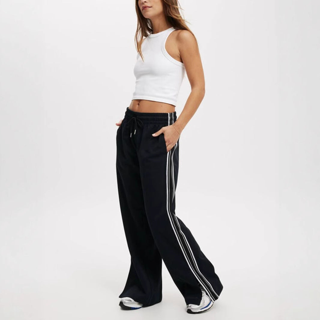 Pantalon de loisirs confortable pour femmes avec des rayures à la mode R&B
