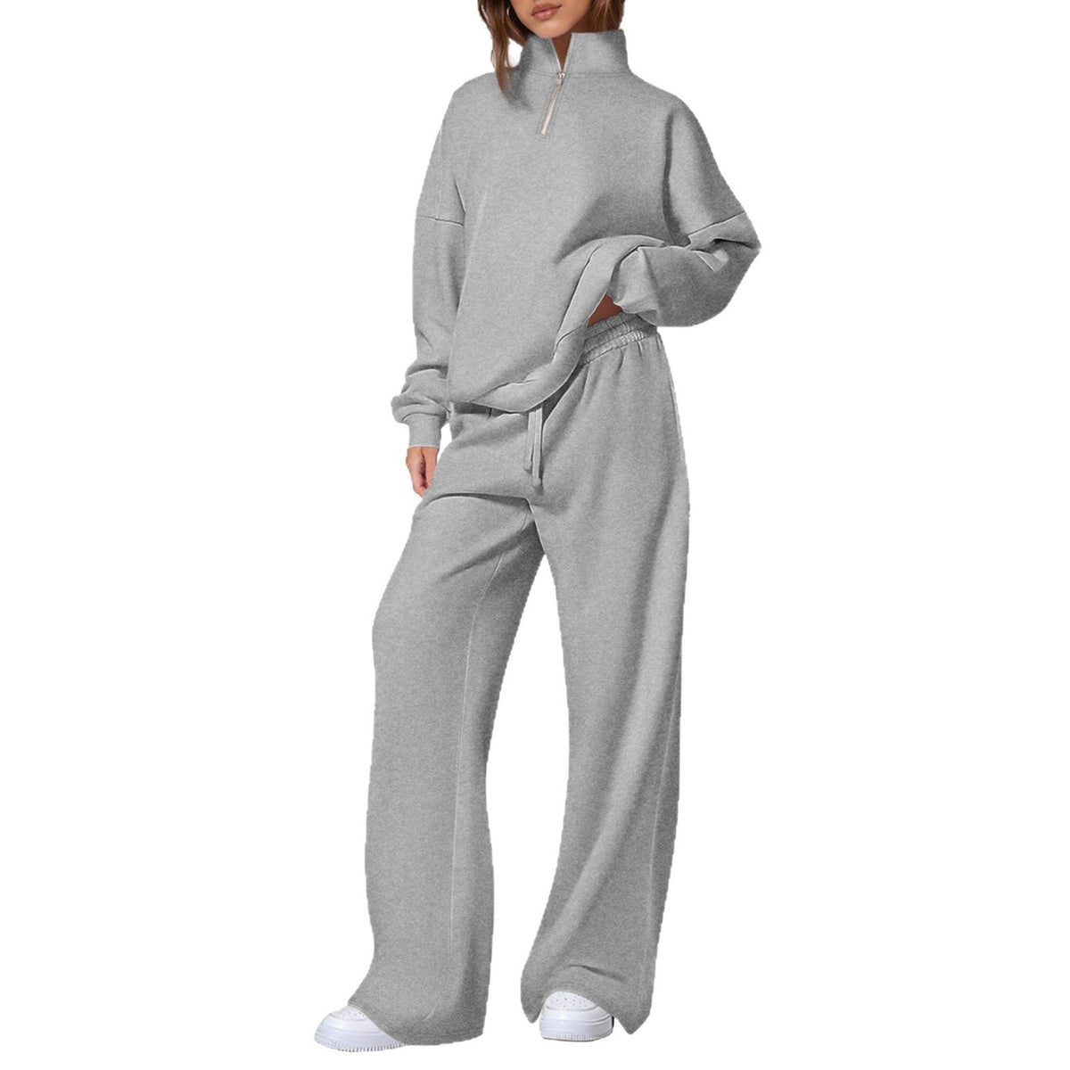 Ensemble de jogging oversized pour femmes avec col montant, demi-zip et jambes larges Echo Archiv