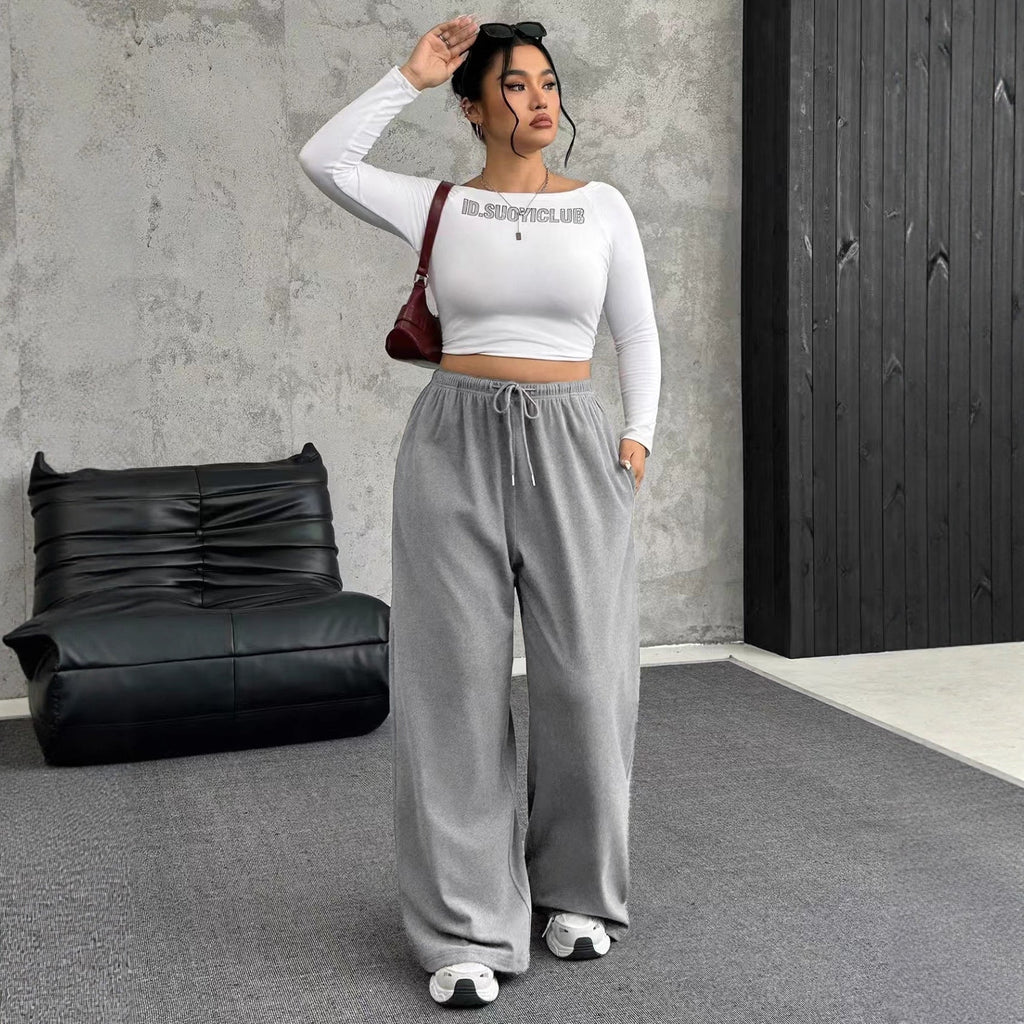 Pantalon de jogging large taille haute pour femmes Echoarchiv