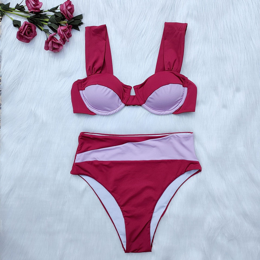 Ensemble de bikini taille haute pour femmes avec design innovant R&B