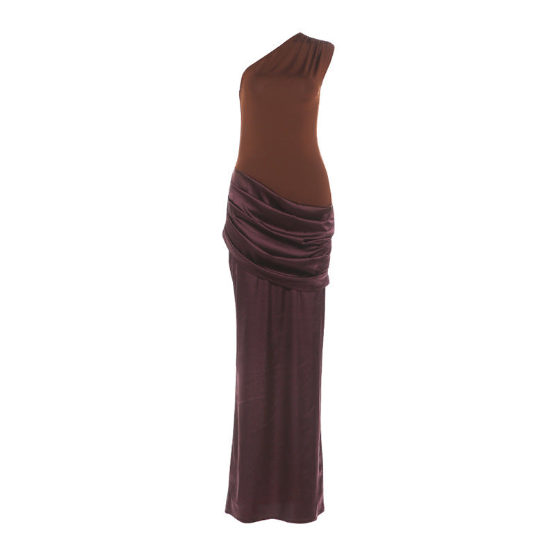 Robe maxi élégante pour femmes avec coupe asymétrique et drapés raffinés Heidi-Mode