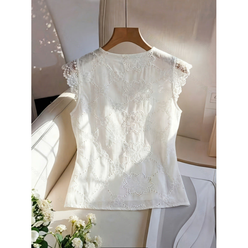 Blouse femme avec manches en dentelle et détails en boutons Heidi-Mode