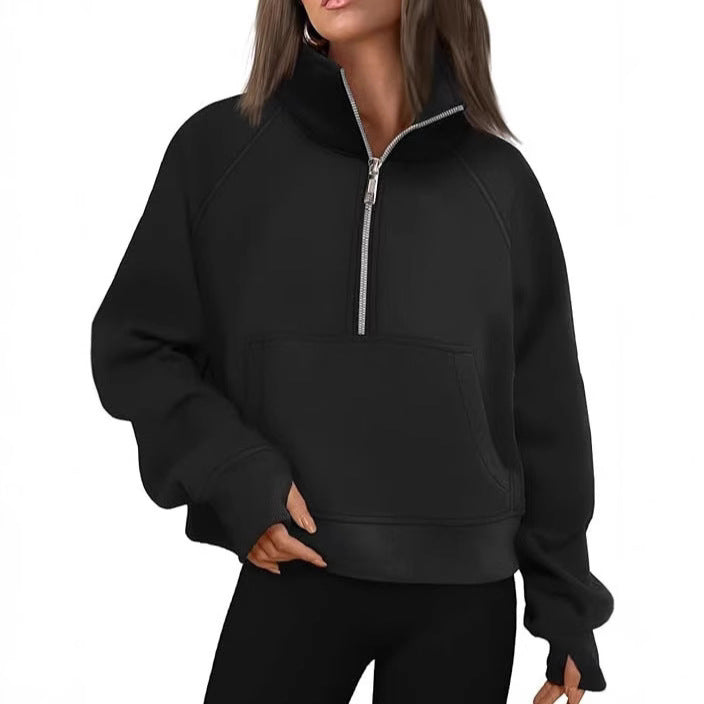 Sweatshirt oversized pour femmes avec demi-zip, poche kangourou et trous pour les pouces Echo Archiv