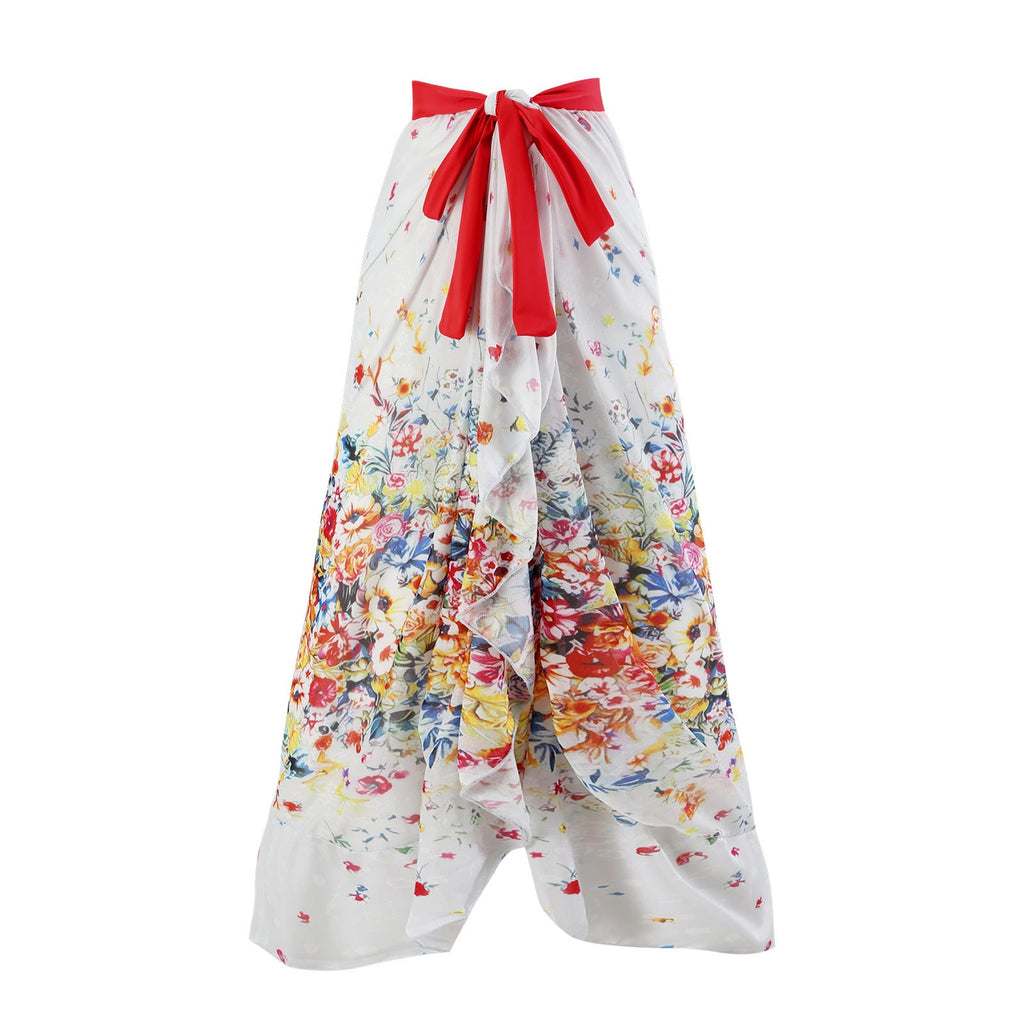 Jupe Maxi Femme avec motifs floraux et détail de ceinture ludique Drune