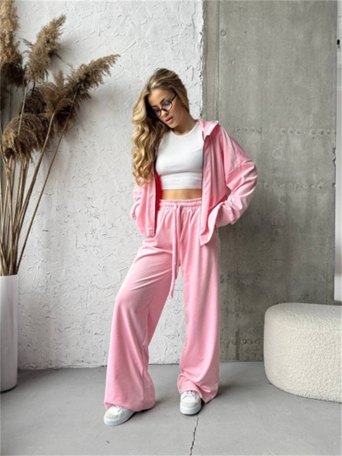 Ensemble en velours doux pour femmes avec veste à capuche et pantalon de jogging ample Echo Archive