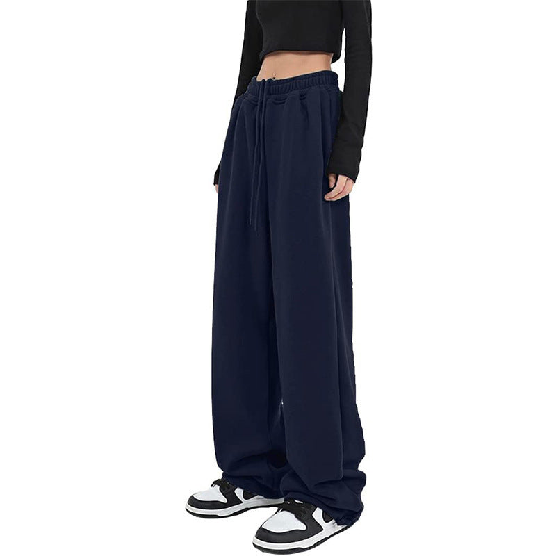 Pantalon palazzo pour femmes en sweat à coupe décontractée avec taille haute confortable, cordon de serrage et poches latérales Echo Archiv
