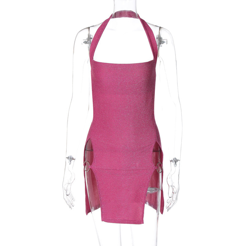 Robe Mini Glamour pour Femmes avec Décolleté Halter et Éléments Élégants sur les Côtés - Mode Heidi