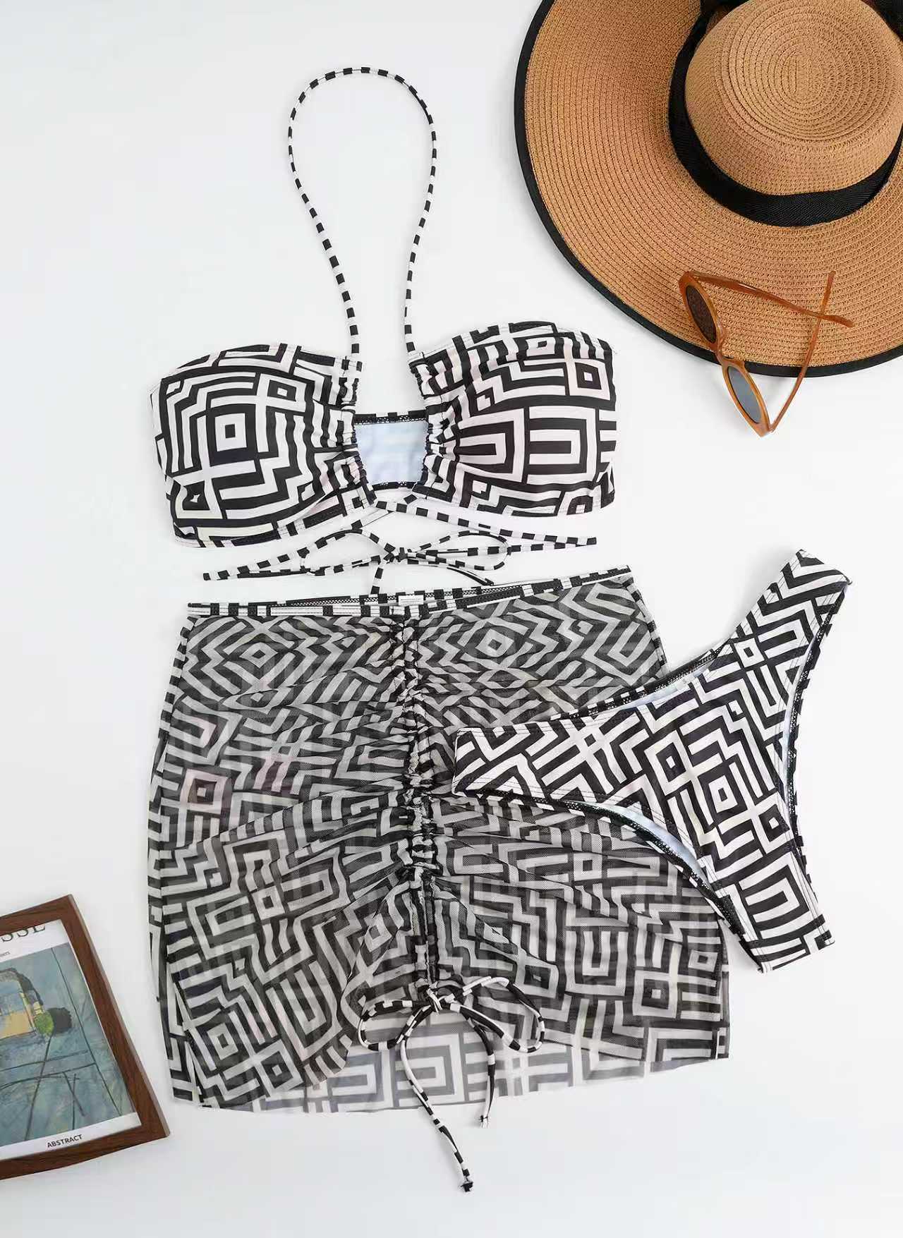 Ensemble de bikini stylé pour femmes avec volants et jupe à nouer Echo Archiv