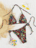 Bikini triangle pour femmes avec motif floral ludique R&B