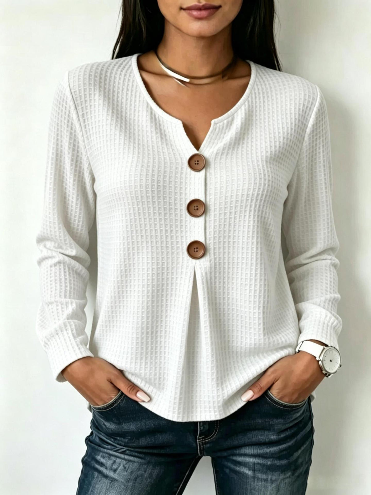 Chemisier Long Femme Mode avec Détails de Boutons
