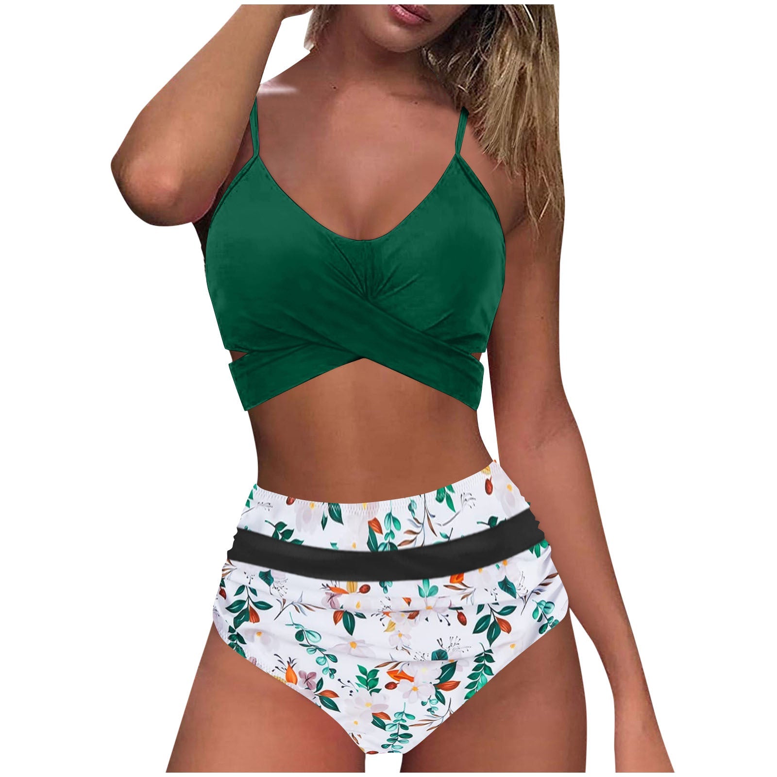 Ensemble de bikini taille haute pour femmes avec haut à nouer tendance R&B