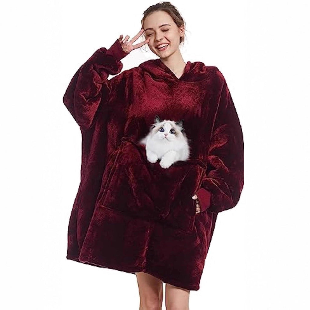 Couverture à capuche oversize en microfibre avec doublure en Sherpa