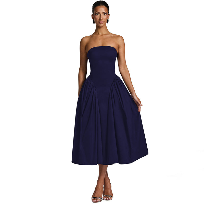 Robe maxi femme avec design sans épaules et coupe fluide Heidi-Mode