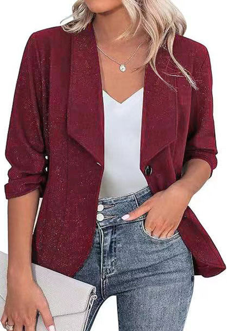 Blazer court pour femmes avec manches 3/4, silhouette cintrée et fermeture à un bouton Echoarchiv